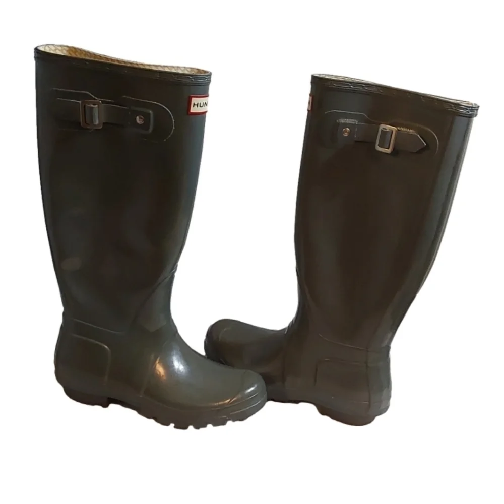 HUNTER ORIGINAL TALL RAIN BOOTS IN GLOSS GRAY -W23616‎  SIZE 6M NWOT